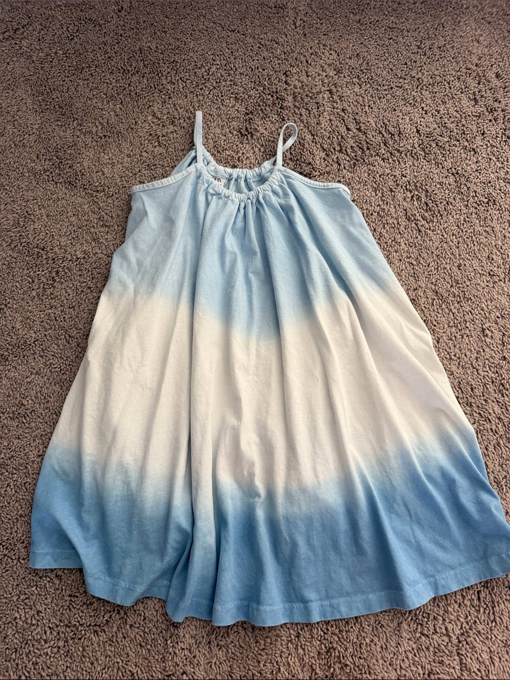 Zara Light Blue Girls' Dress with Elastic Neckline